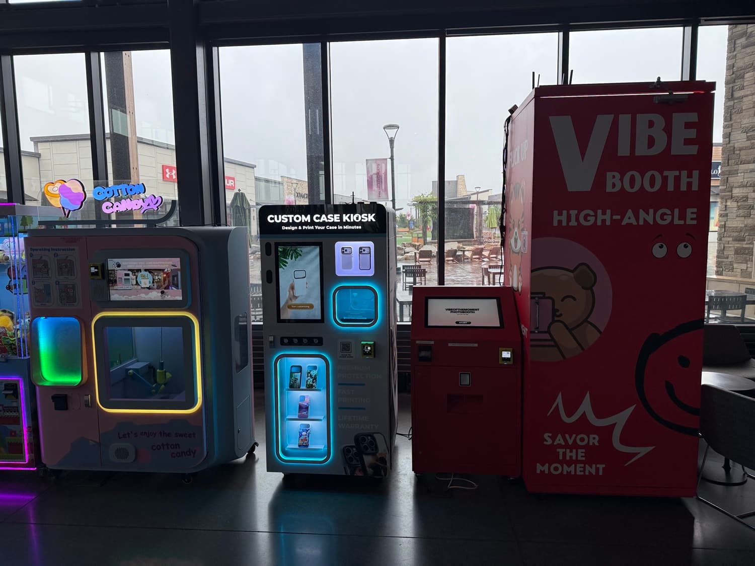 Custom Case Kiosk at Denver Premium Outlets food court in Thornton, Colorado