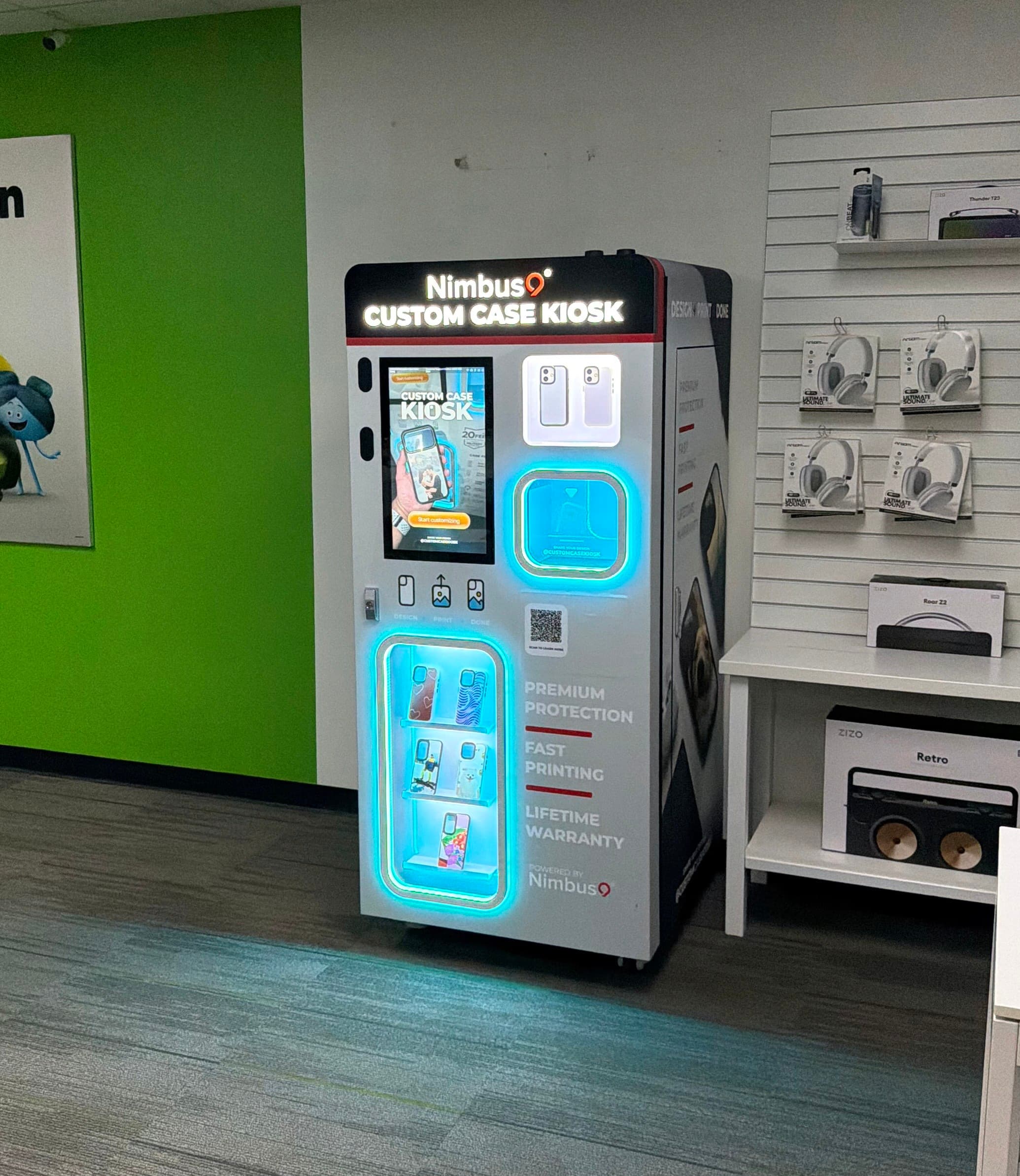 Custom Case Kiosk at 9109 Dyer St Ste B in El Paso, TX 79924, offering fast personalized phone case printing in minutes.