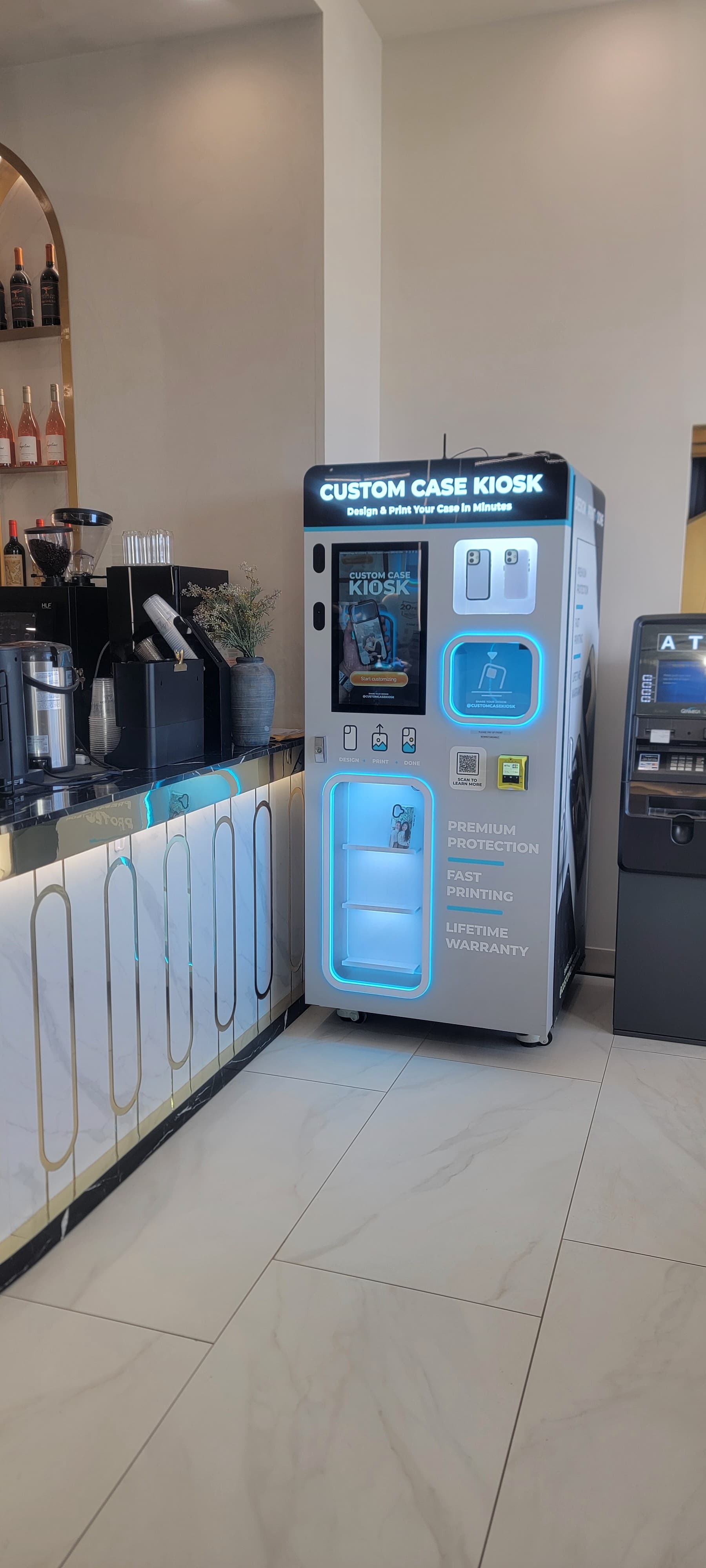 Custom Case Kiosk inside The Nail Co. at 2911 45th St S Suite C in Fargo, ND 58104, offering fast personalized phone case printing.
