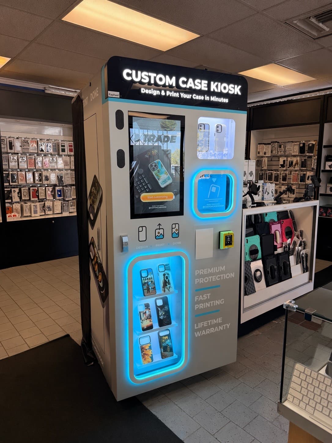 Custom Case Kiosk in Orange